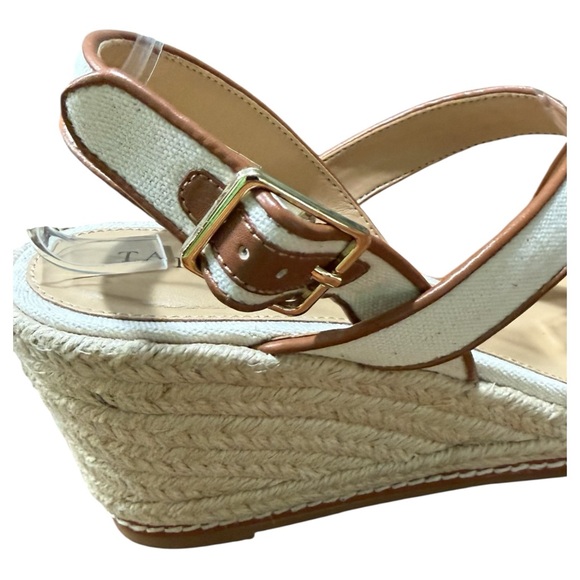 Talbots Chic Canvas Espadrille Platform Sandals Size 9M Neutral Strappy - Picture 7 of 13